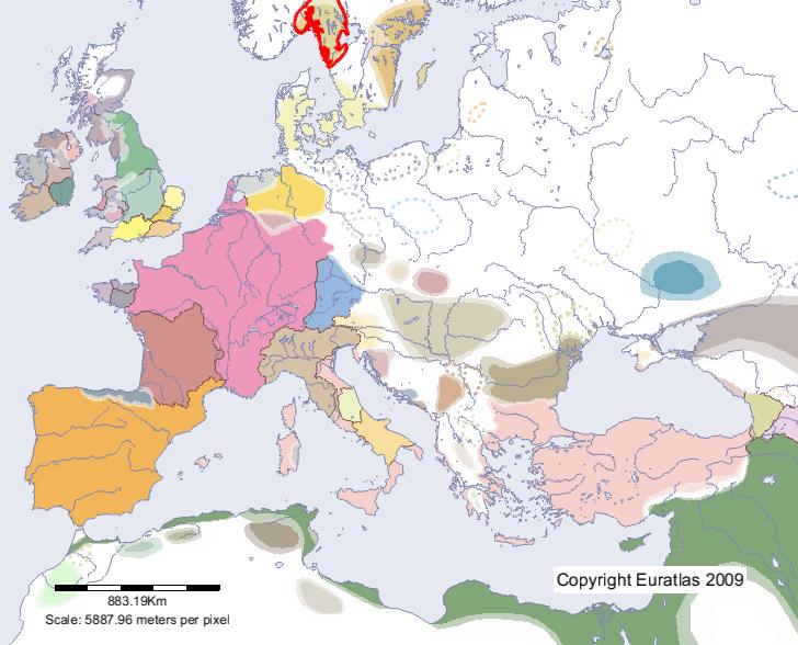 Karte von Västergötland im Jahre 700