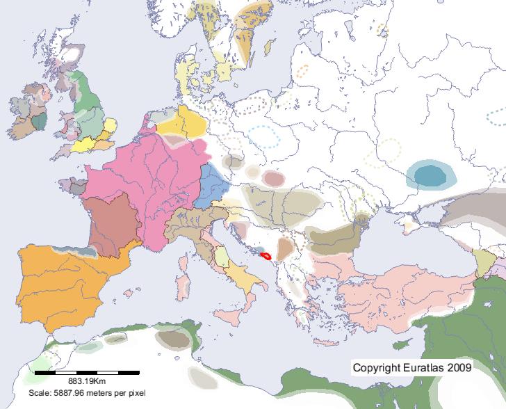 Map of Travunians in year 700