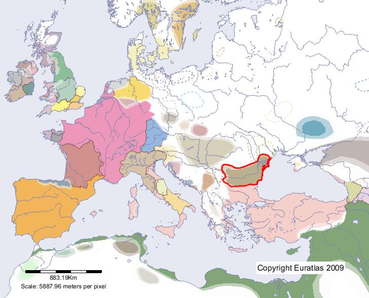 Map of Bulgaria in year 700