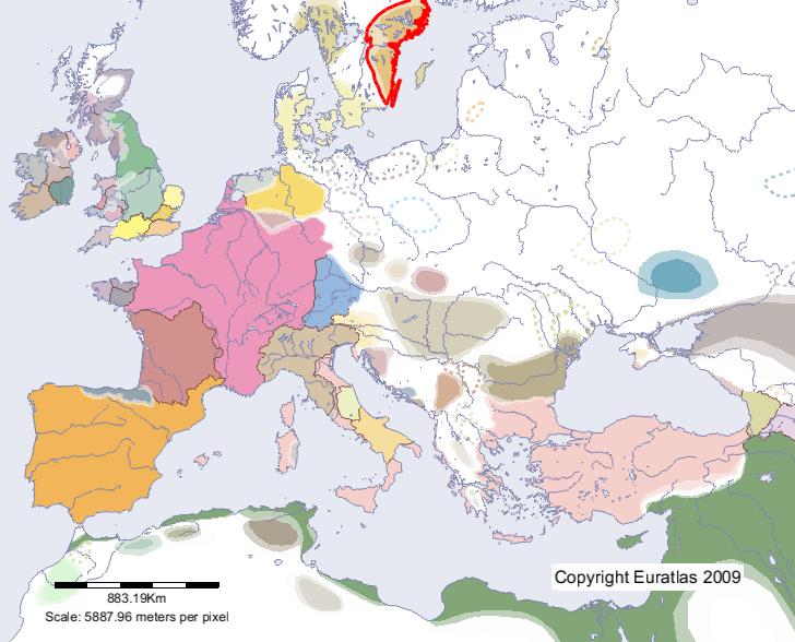 Carte de Götaland en l'an 700