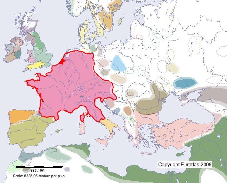 Carte de Francie en l'an 800