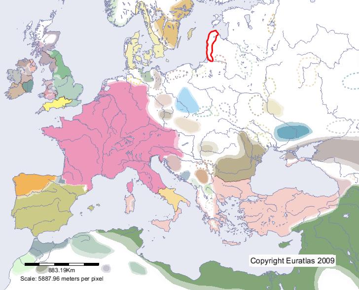 Carte de Courlande en l'an 800