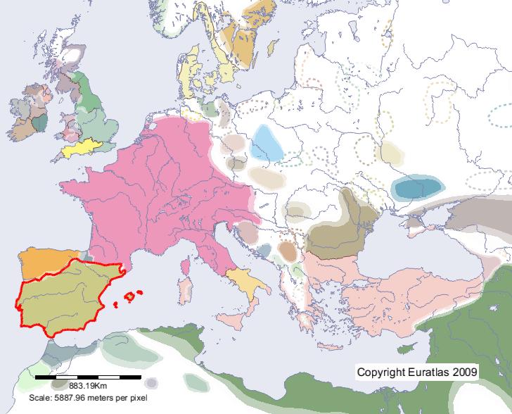 Carte de Al-Andalus en l'an 800