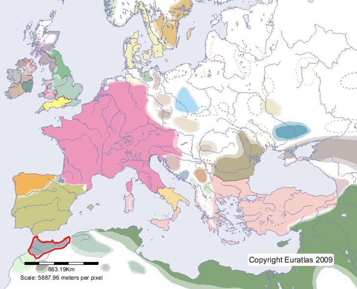 Carte de Maghreb El-Aksa en l'an 800