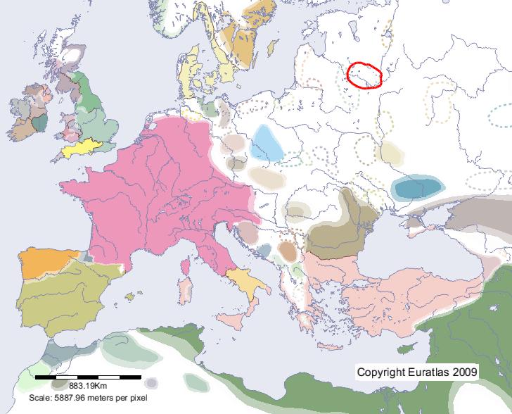 Karte von Kriwitschen im Jahre 800