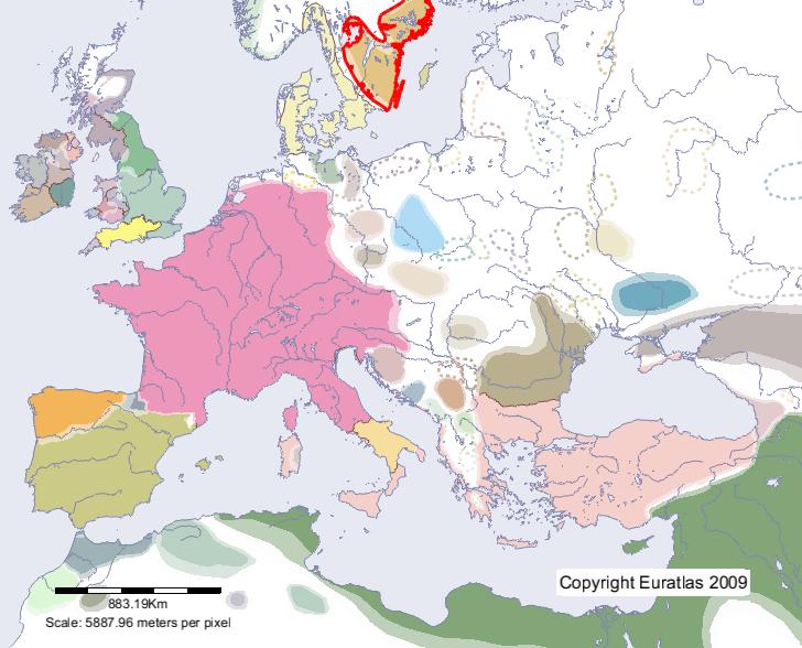 Carte de Götaland en l'an 800