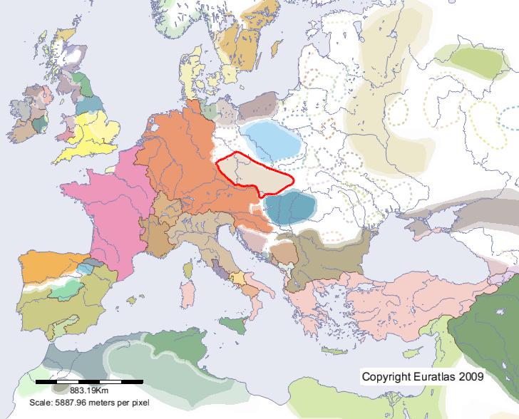 Map of Moravia Magna in year 900