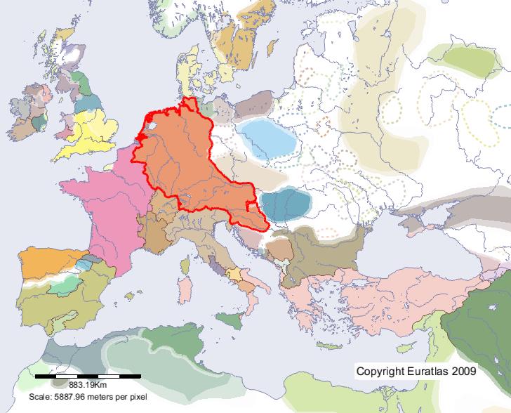 Carte de Francie orientale en l'an 900