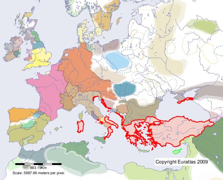 Map of Roman Empire in year 900