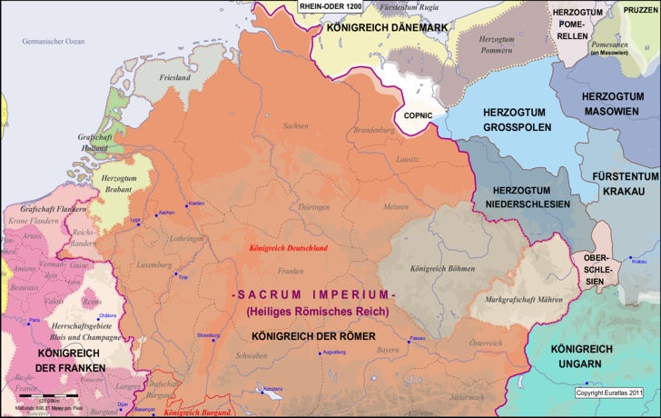 Map of the Rhine-Oder area in the year 1200