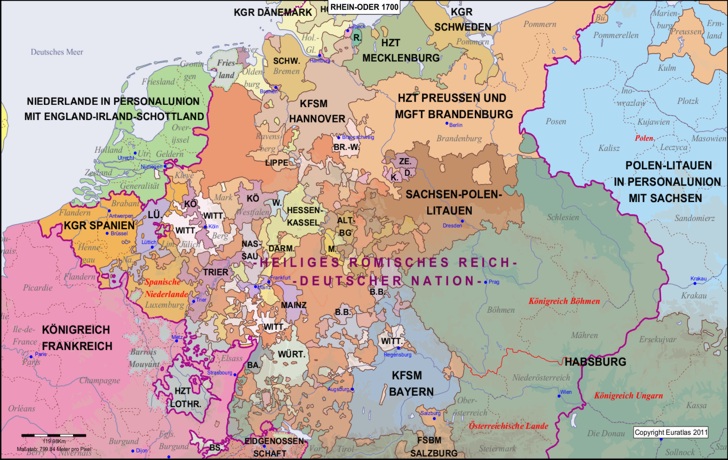 Map of the Rhine-Oder area in the year 1700