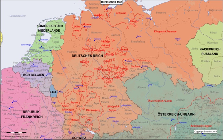 Map of the Rhine-Oder area in the year 1900