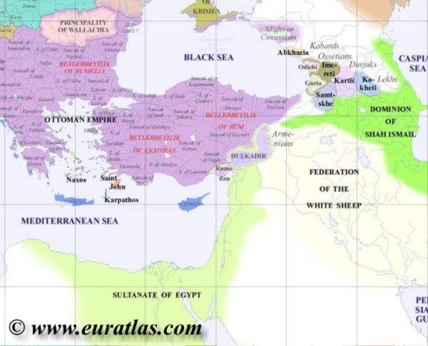 map Southeastern, 1500
