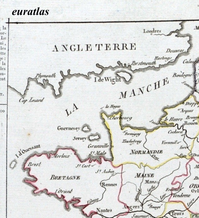 carte montrant l'Angleterre et la France