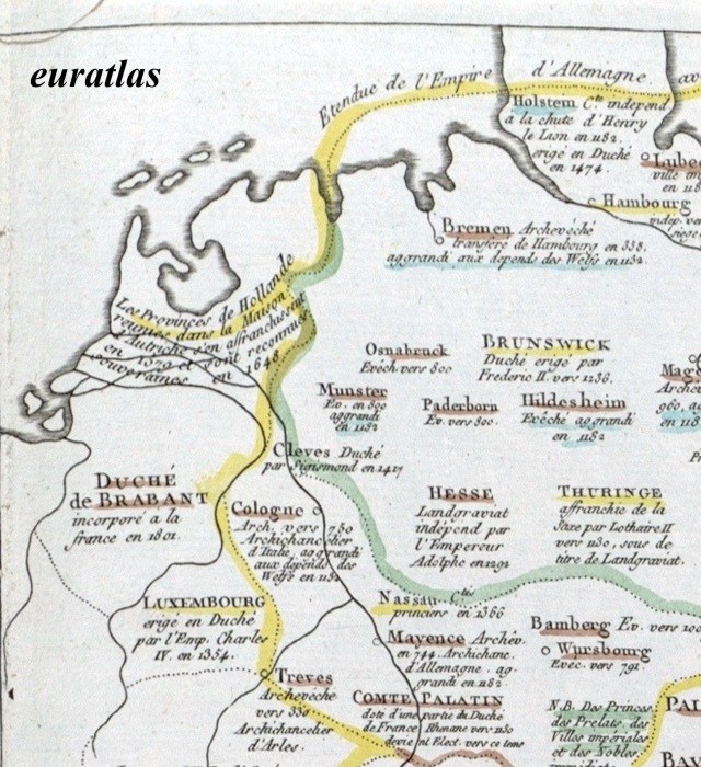 carte montrant, Brême, Hambourg, Cologne et Mayence