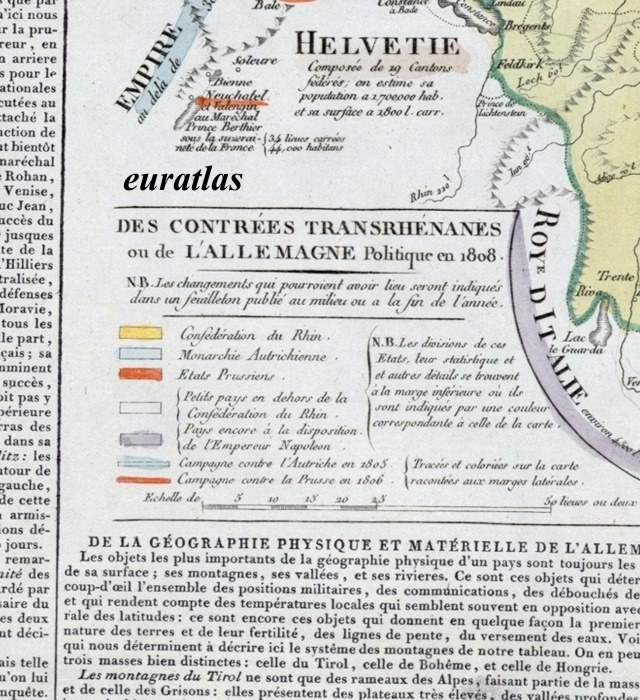carte montrant la Suisse ou Helvétie et l'Italie