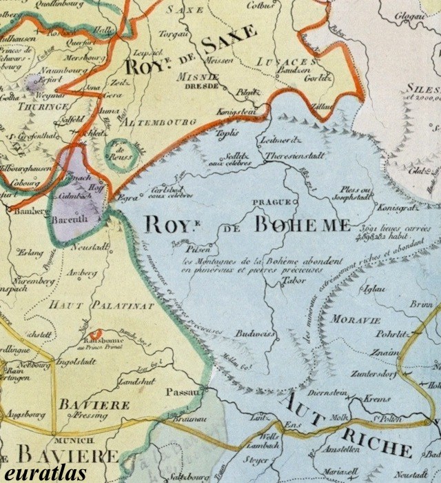 Map with the Kingdoms of Saxony and Bohemia