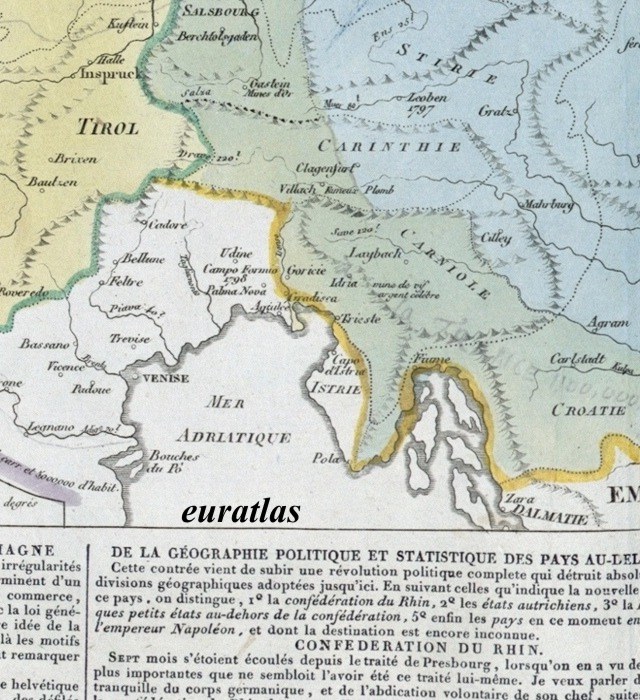 Map with Tyrol, Carinthia and Croatia