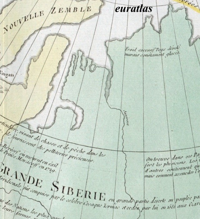 carte montrant le nord de la Sibérie