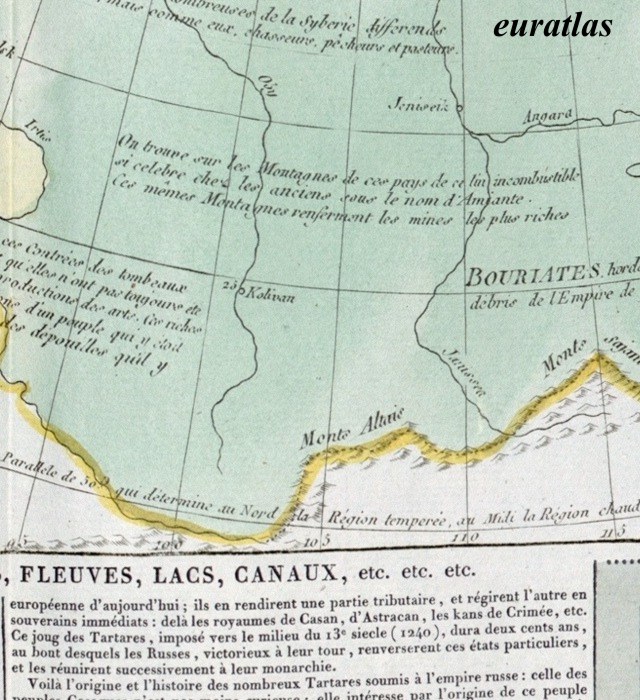 Map showing Siberia and the Altay Mountains