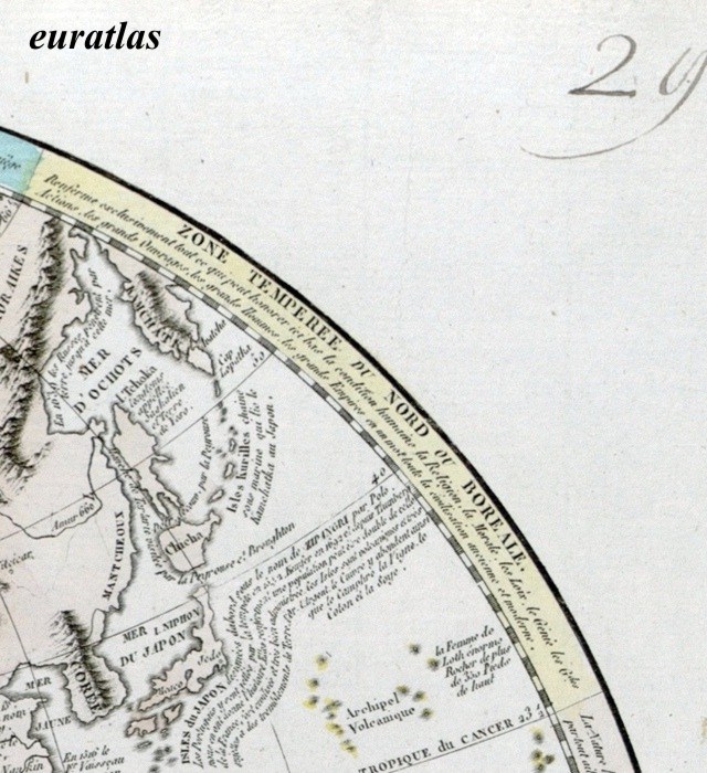 Map showing Corea and Japan