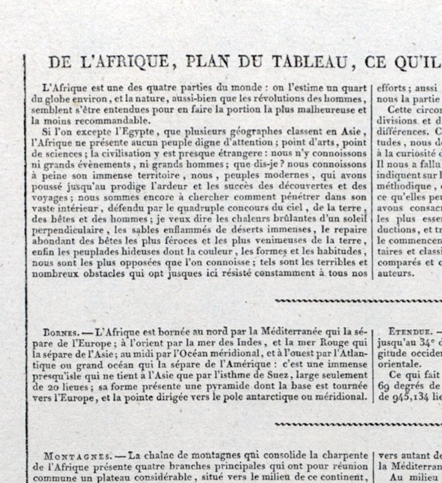 plan du tableau de l'Afrique