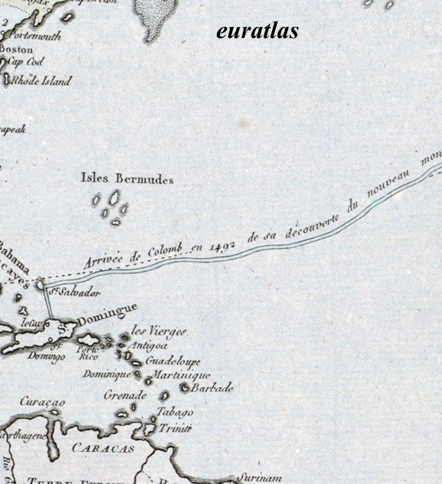 carte montrant le voyage de Colomb