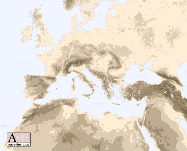 blank physical map of europe with rivers