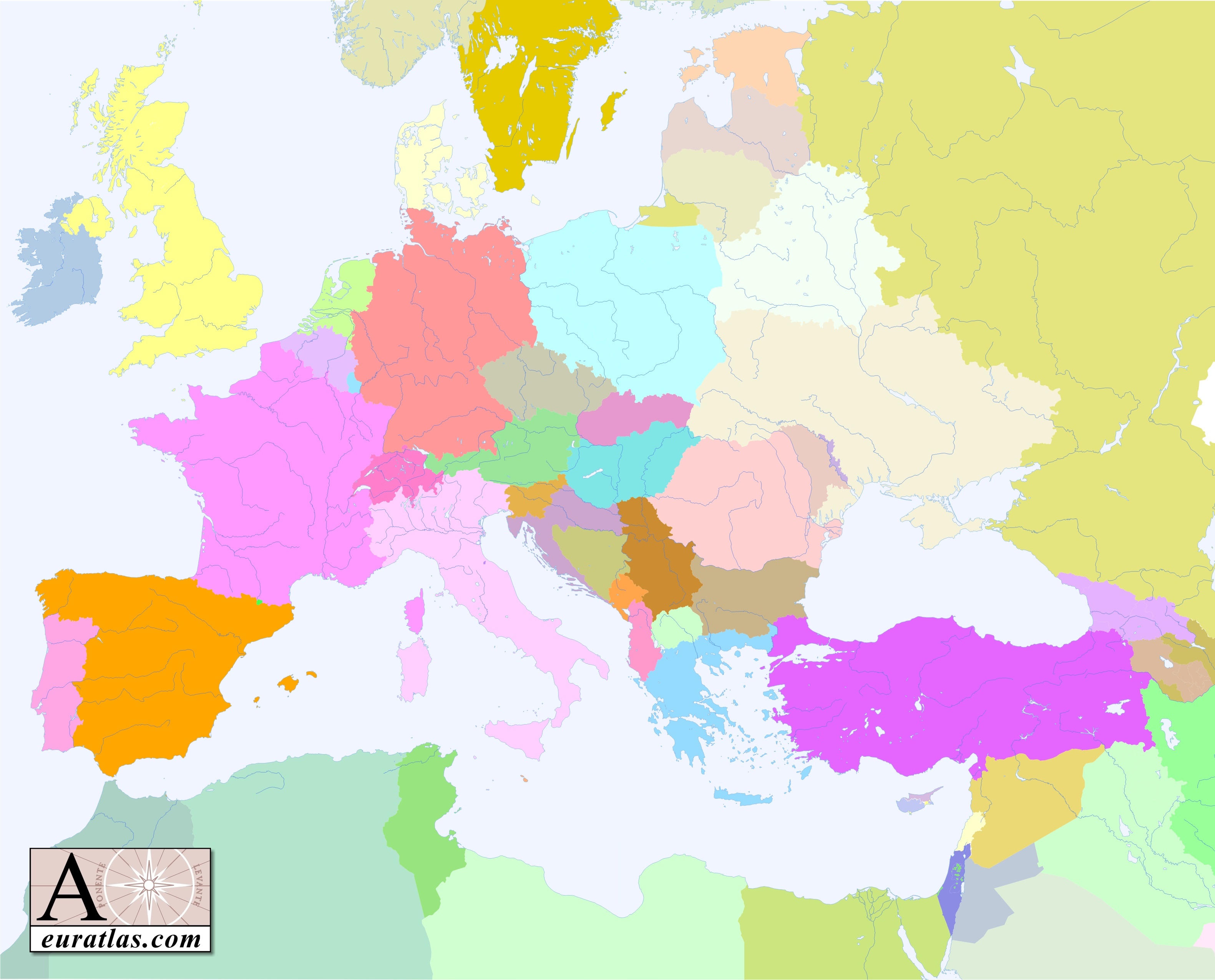 carte europe vierge couleur
