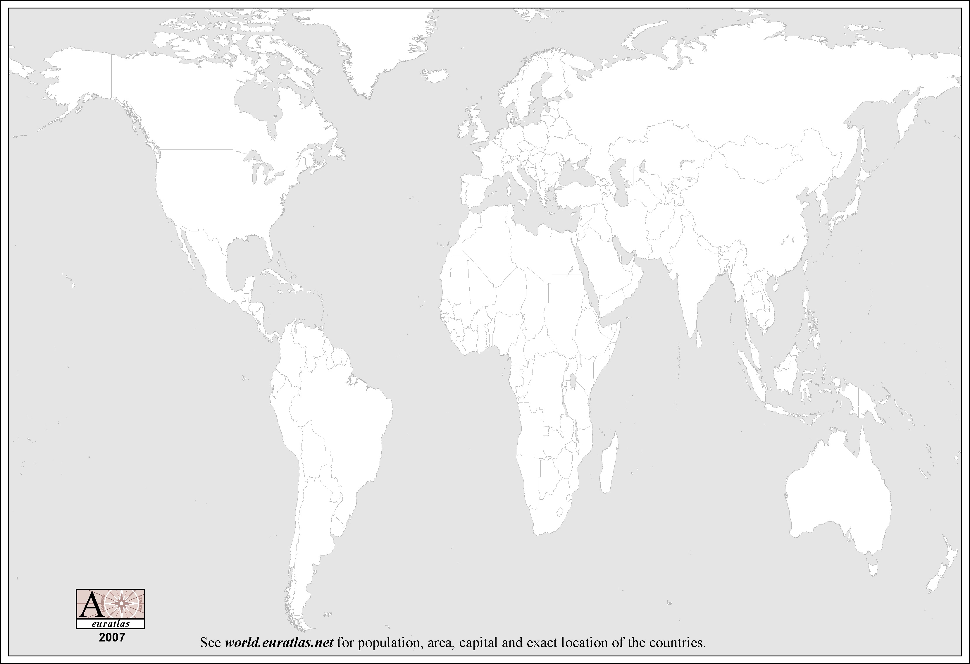 Carte du monde noir-blanc légendée  Blank world map, World map with  countries, Map