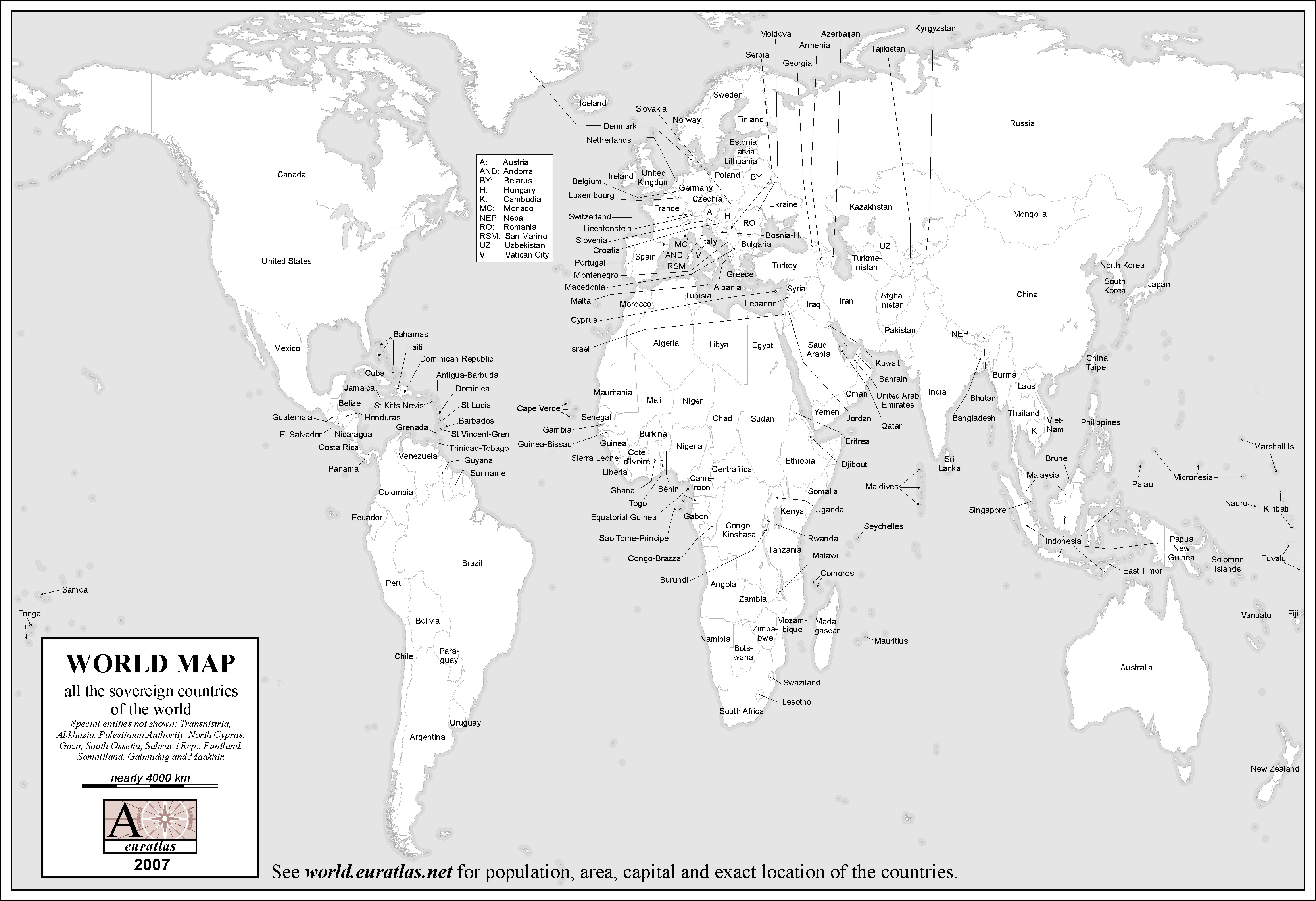 Euratlas Info World B W Labeled Map