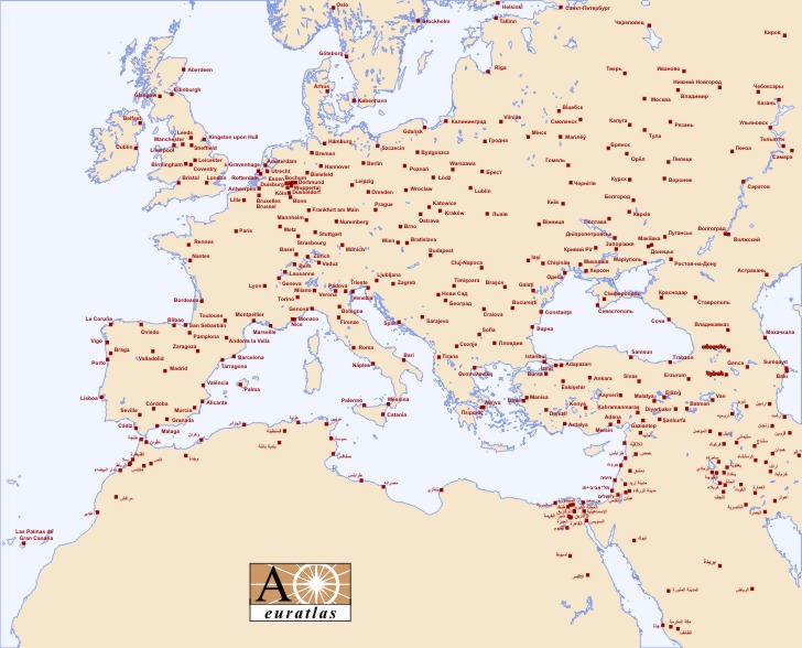 Europe Atlas The Cities Of Europe And Mediterranean Basin