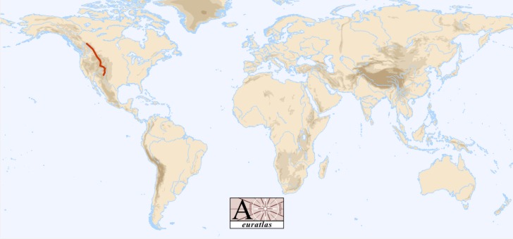 les montagnes rocheuses sur la carte