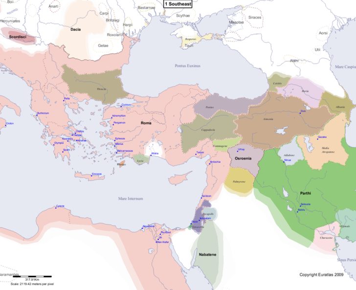 Map showing Europe 1 Southeast