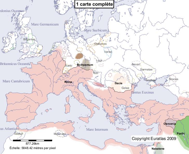 Carte complète de l'Europe en l'an 1