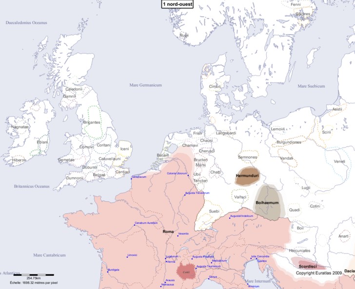 Carte montrant l'Europe en 1 nord-ouest