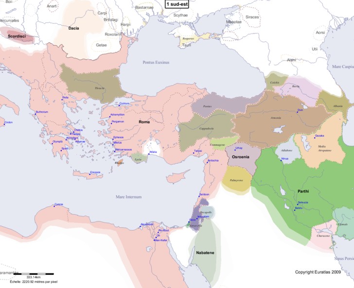 Carte montrant l'Europe en 1 sud-est