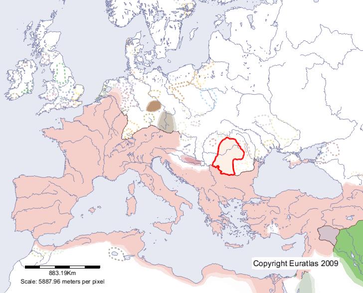 Map of Dacia in year 1