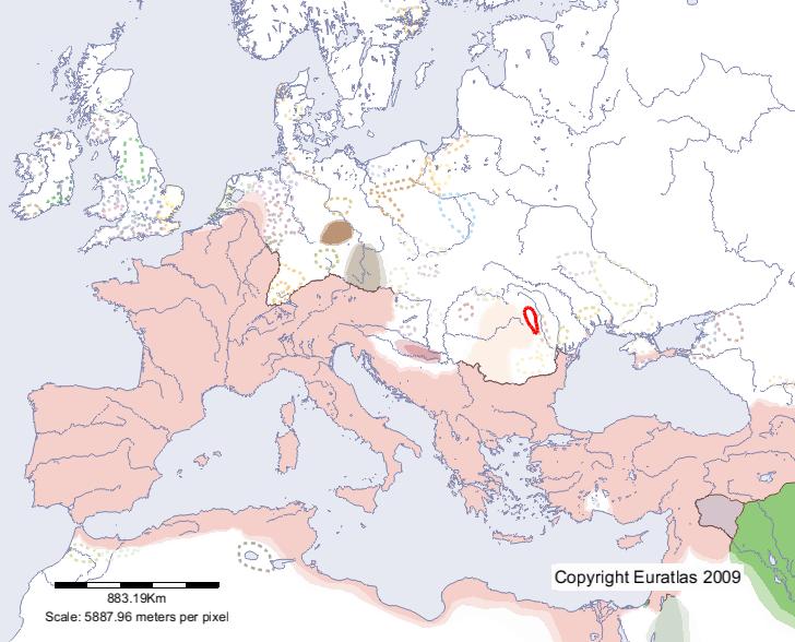 Map of Carpi in year 1