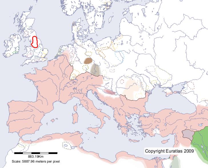 Map of Brigantes in year 1