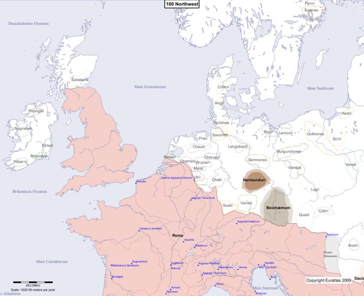 Map showing Europe 100 Northwest