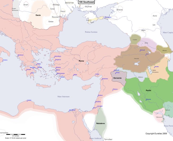 Map showing Europe 100 Southeast