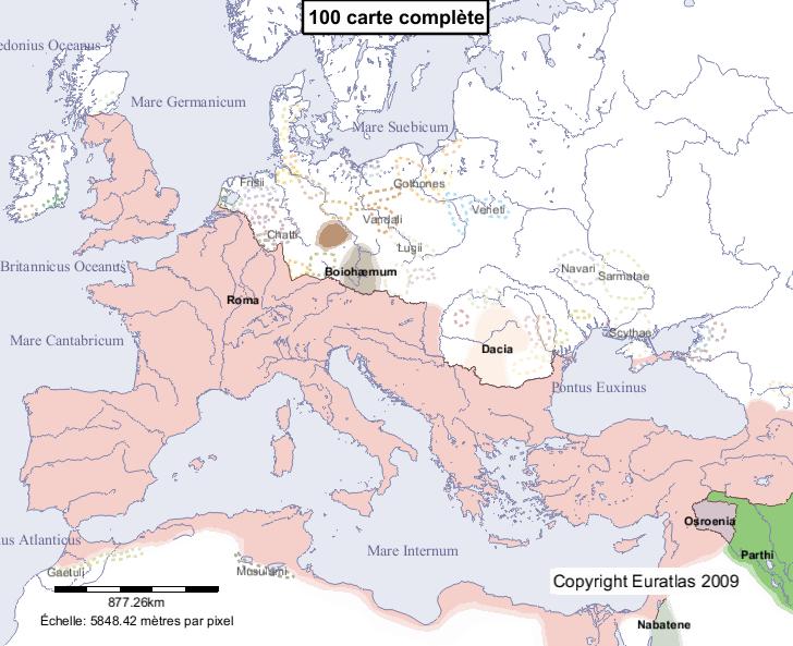 Carte complète de l'Europe en l'an 100