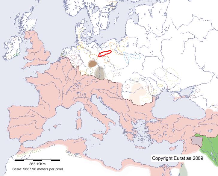 Map of Burgundiones in year 100