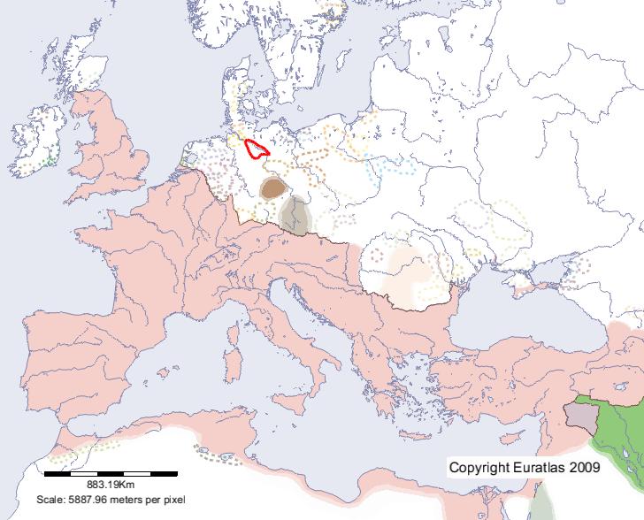Karte von Langobardi im Jahre 100