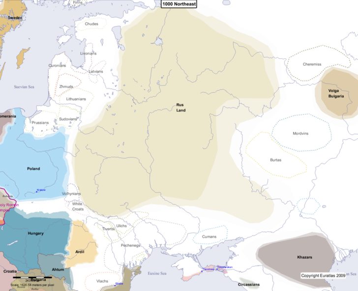 Map showing Europe 1000 Northeast