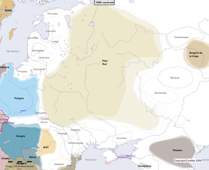 Carte montrant l'Europe en 1000 nord-est