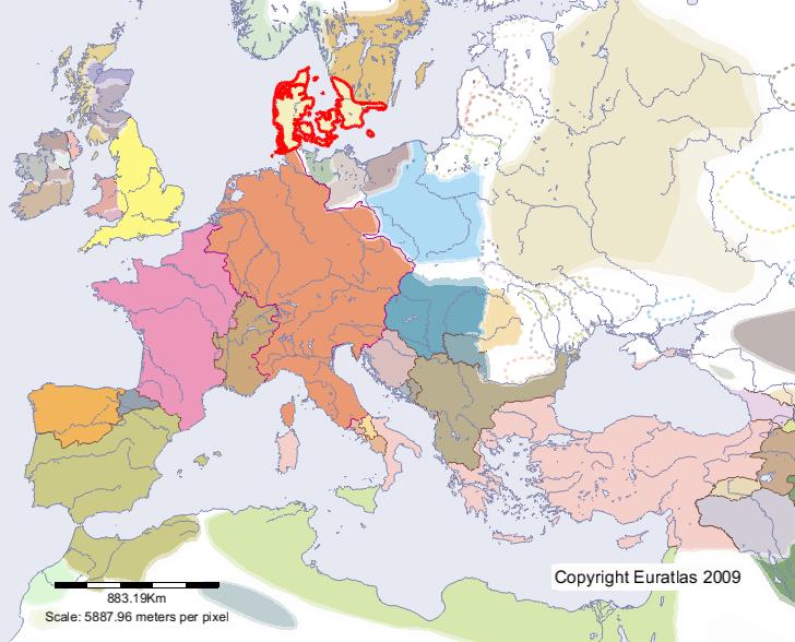 Karte von Dänemark im Jahre 1000