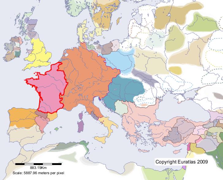 Carte de Francs en l'an 1100