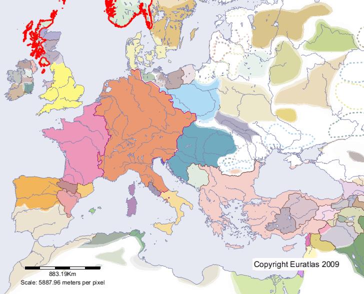 Map of Norway in year 1100